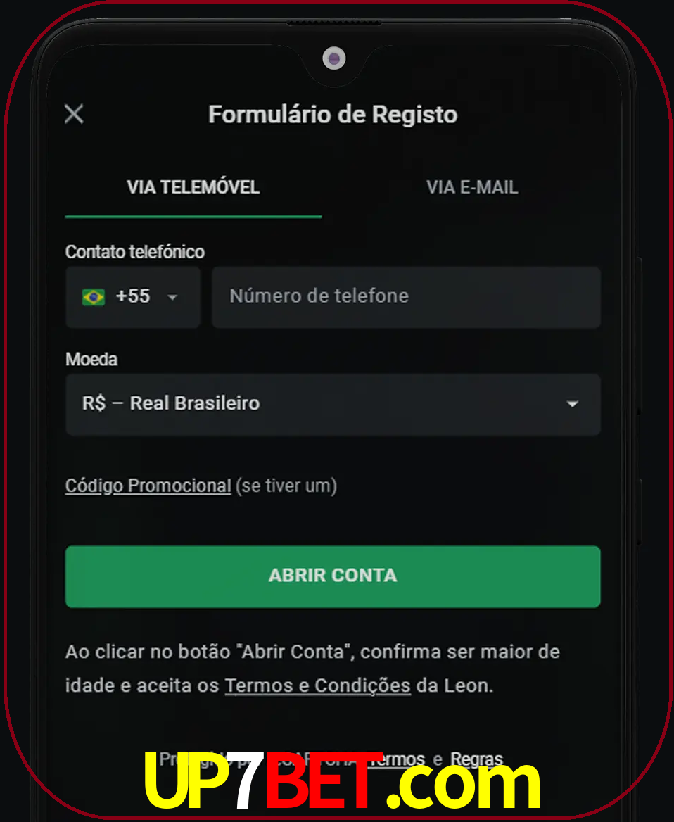 Abra o aplicativo e inicie o processo de registro.